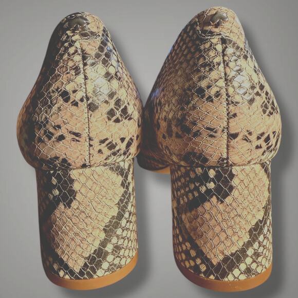 Sz 7.5M KATE SPADE Beverly Pale Vellum Snake Print Leather Block Heel Pumps EUC - Picture 8 of 8